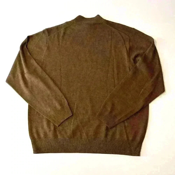 Mazzoni Mens Lg Brown Mock Neck Long Sleeve Acrylic Wool Sweater Lightweight - Picture 8 of 8